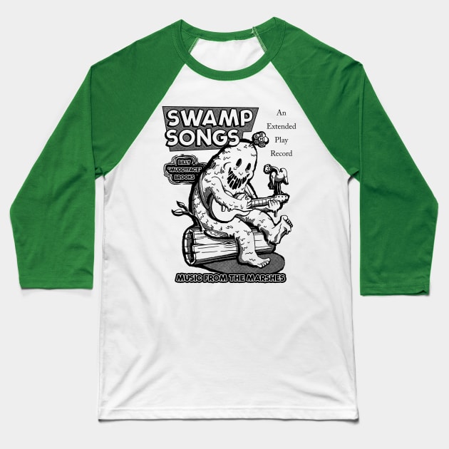 Swamp Songs - White/Black Baseball T-Shirt by Meganpalmer